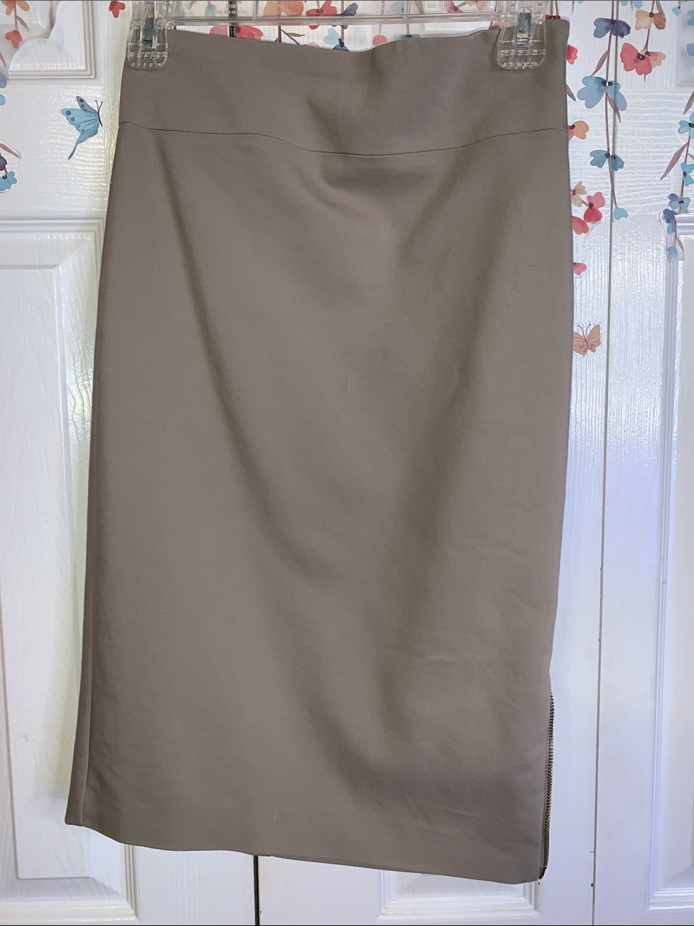 Express Taupe Midi Pencil Skirt